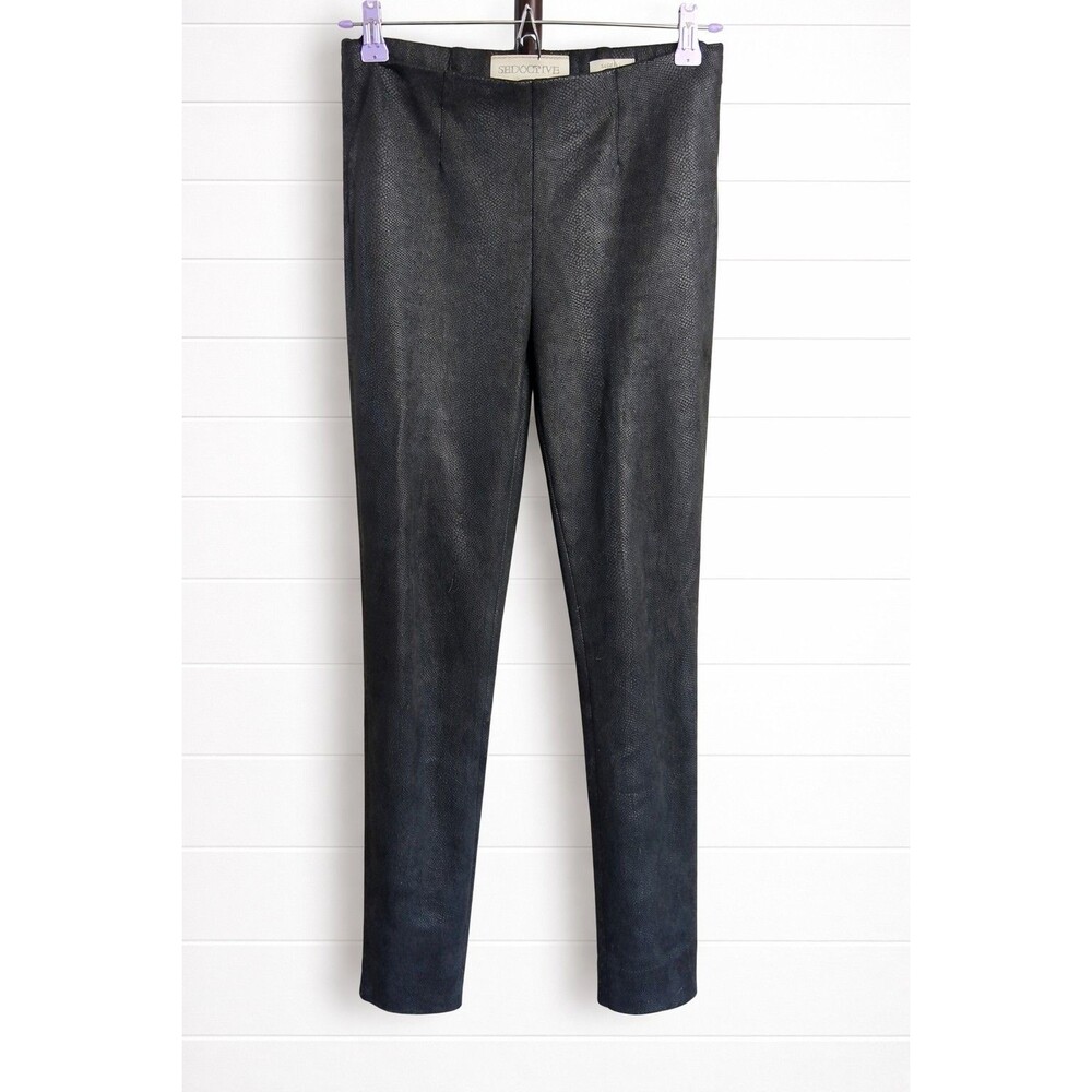 Sabrina Seductive Black Faux leather Snakeskin legging 34